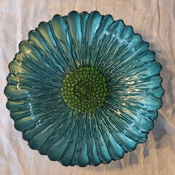 Other - Blue Glass Flower Bowl